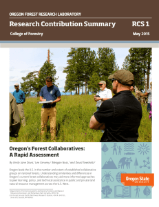 Research Contribution Summary RCS 1 Oregon’s Forest Collaboratives: A Rapid Assessment