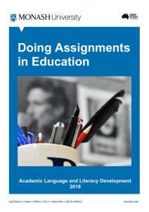 Doing Assignments in Education  Academic Language and Literacy Development