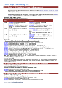 Course maps: Commencing 2012 3741 Master in Regional and Community Development