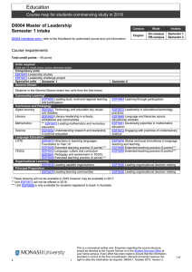 Education D6004 Master of Leadership Semester 1 intake