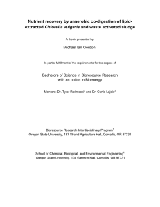 Nutrient recovery by anaerobic co-digestion of lipid- Chlorella vulgaris Michael Ian Gordon