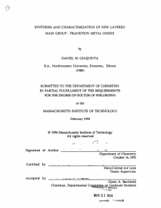 SYNTHESIS  AND  CHARACTERIZATION  OF  NEW ... DANIEL M. GIAQUbyTA