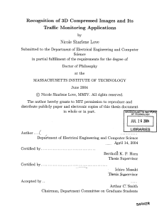 Recognition  of  3D  Compressed  Images ... Traffic  Monitoring  Applications Nicole  Sharlene  Love