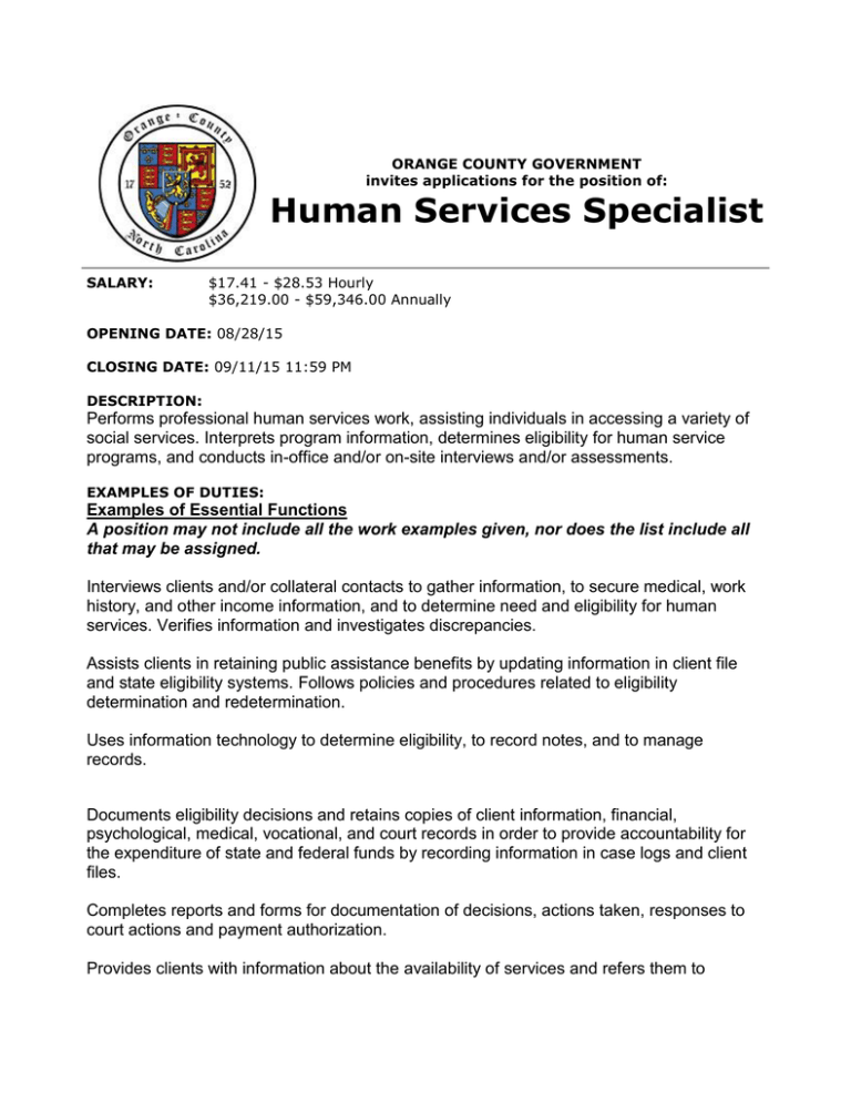 What Is A Human Services Specialist Do