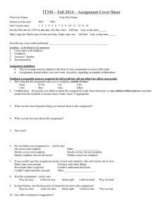 IT350 – Fall 2014 – Assignment Cover Sheet
