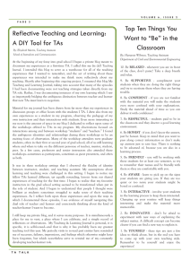 Reflective Teaching and Learning: A DIY Tool for TAs
