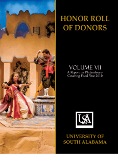 HONOR ROLL OF DONORS Volume VII UNIVERSITY OF