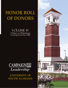 HONOR ROLL OF DONORS Volume IV UNIVERSITY OF
