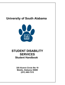 University of South Alabama  STUDENT DISABILITY SERVICES