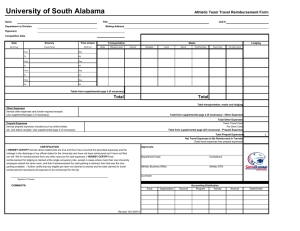 University of South Alabama Athletic Team Travel Reimbursement Form