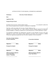 LETTER OF INTENT TO ESTABLISH A CONSORTIUM AGREEMENT Institutions:
