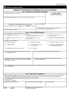 REQUEST FOR CHANGE OF PROGRAM OR PLACE OF TRAINING