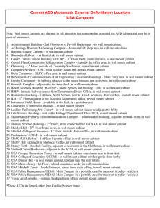 Current AED (Automatic External Defibrillator) Locations USA Campuses