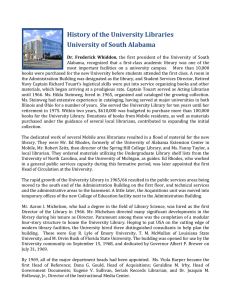 History of the University Libraries University of South Alabama