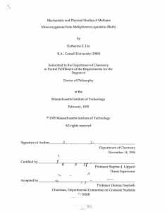 Mechanistic and Physical Studies of Methane Methylococcus by