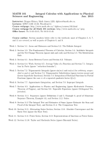 MATH 101 Integral Calculus with Applications to Physical Sciences and Engineering Jan. 2015