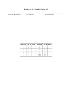 Practice Set #2—Math 101, Section 213 Surname (Last Name) Given Name Student Number