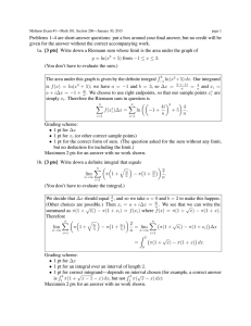 Problems 1–4 are short-answer questions: put a box around your... given for the answer without the correct accompanying work.