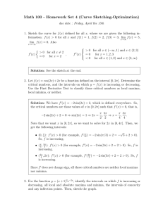 Math 100 - Homework Set 4 (Curve Sketching-Optimization)