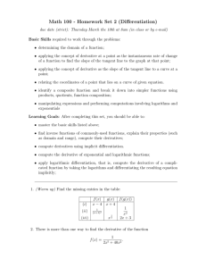 Math 100 - Homework Set 2 (Differentiation)