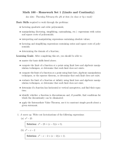 Math 100 - Homework Set 1 (Limits and Continuity)