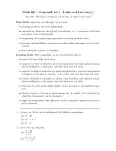 Math 100 - Homework Set 1 (Limits and Continuity)