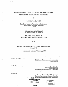 NEUROMORPHIC REGULATION OF DYNAMIC SYSTEMS USING BACK PROPAGATION NETWORKS ROBERT M. SANNER