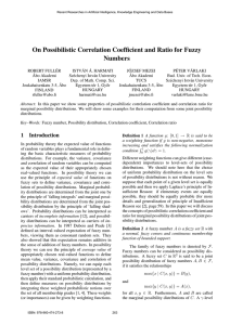 On Possibilistic Correlation Coefficient and Ratio for Fuzzy Numbers