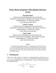 Fuzzy linear programs with optimal tolerance levels