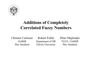 Additions of Completely Correlated Fuzzy Numbers Christer Carlsson Robert Fullér