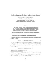 On interdependent biobjective decision problems