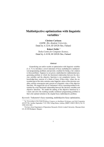 Multiobjective optimization with linguistic variables ∗ Christer Carlsson