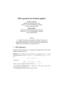 OWA operators for decision support