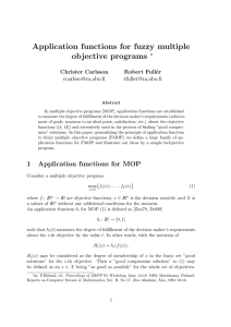 Application functions for fuzzy multiple objective programs ∗ Christer Carlsson