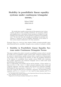 Stability in possibilistic linear equality systems under continuous triangular norms, ∗