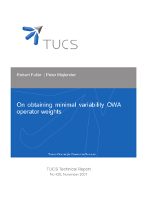On obtaining minimal variability OWA operator weights Robert Full ´er P ´eter Majlender