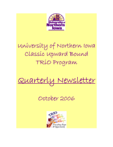 Quarterly Newsletter  University of Northern Iowa Classic Upward Bound