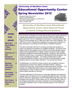 Educational Opportunity Center Spring Newsletter 2012 University of Northern Iowa