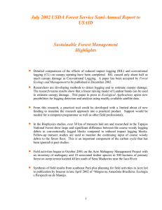 July 2002 USDA Forest Service Semi-Annual Report to USAID  Sustainable Forest Management