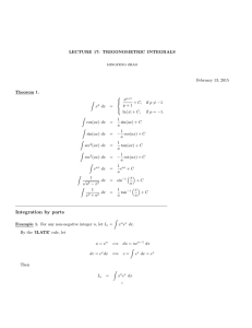 LECTURE 17: TRIGONOMETRIC INTEGRALS February 13, 2015 Theorem 1. 
