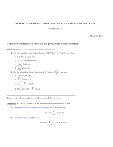 Cumulative distribution function and probability density function