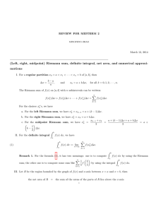 (Left, right, midpoint) Riemann sum, definite integral, net area, and... mations