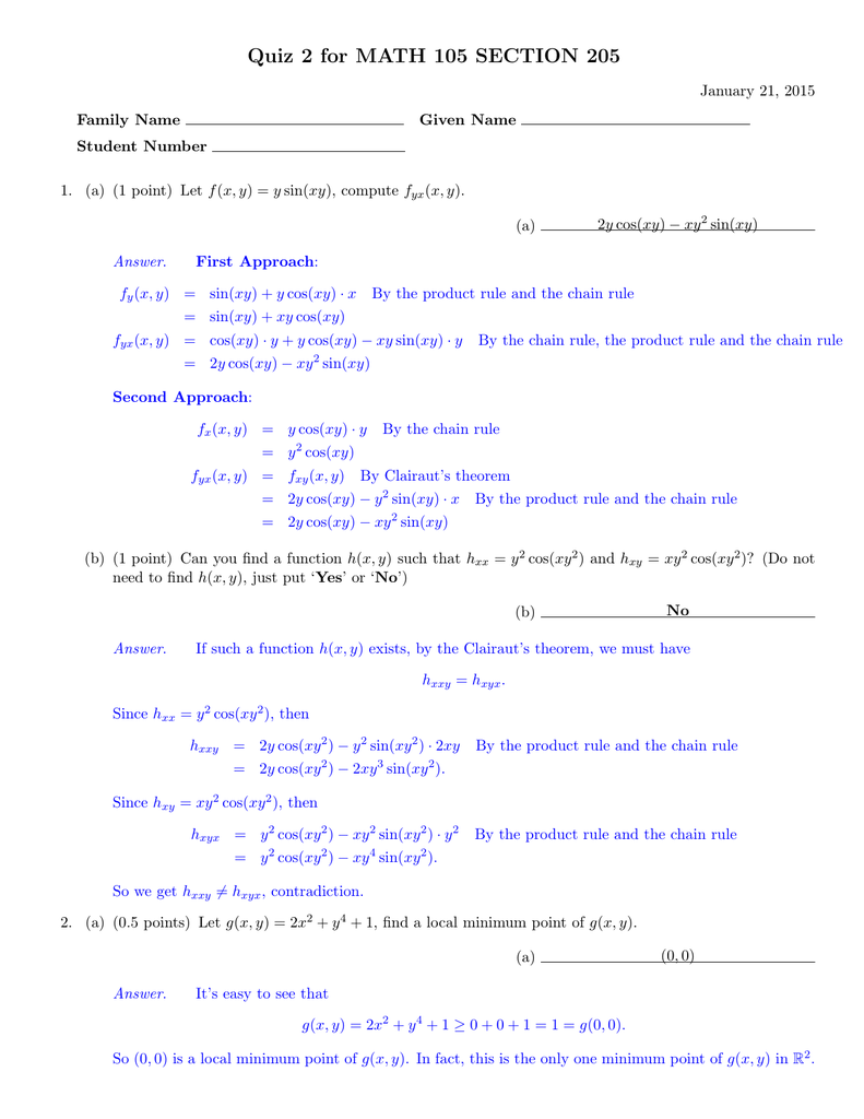 Quiz 2 For Math 105 Section 5