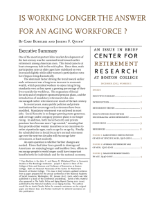 ? center  for IS WORKING LONGER THE ANSWER FOR AN AGING WORKFORCE