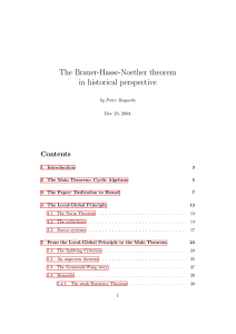 The Brauer-Hasse-Noether theorem in historical perspective Contents by Peter Roquette