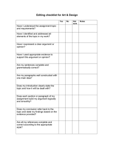 Editing checklist for Art &amp; Design