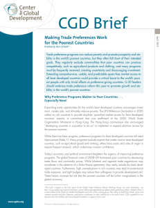 CGD Brief Making Trade Preferences Work for the Poorest Countries