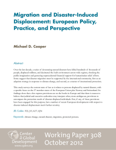 Migration and Disaster-Induced Displacement: European Policy, Practice, and Perspective Michael D. Cooper