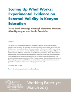 Scaling Up What Works: Experimental Evidence on External Validity in Kenyan Education