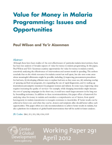 Value for Money in Malaria Programming: Issues and Opportunities